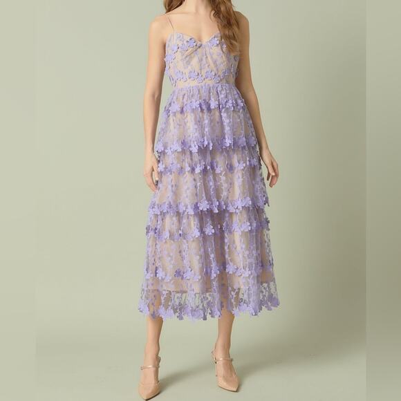 Endless Rose Crochet Layered Midi Dress Purple Women’s Sz XS NWT - Picture 1 of 8